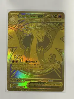 Mega Charizard X ex Gold Hyper Rare 130/094 Pokemon Phantasmal Flames - NM - Image 1