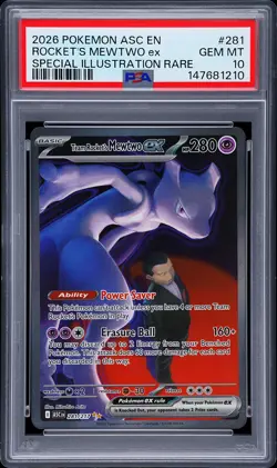 2026 POKEMON ASC EN-ASCENDED HEROES #281 TEAM ROCKET'S MEWTWO EX PSA 10 - Image 1