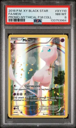 2016 POKEMON XY BLACK STAR PROMO #XY110 FA/MEW PSA 8 - Image 1