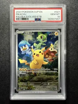 Pokemon TCG Pikachu 027 Paldea Evolved Black Star Promo PSA 10 - Image 1