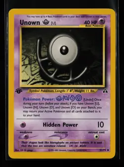 Unown [U] 51/75 Uncommon Non Holo 1st Edition Neo Discovery Pokemon Card - Image 1