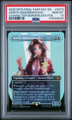 2025 MTG FINAL FANTASY CHARACTER BORDERLESS-FOIL AERITH GAINSBOROUGH PSA 10 - Image 1