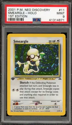 Pokemon Smeargle Neo Discovery 1st Edition Holo Rare #11 PSA 9 Mint - Image 1