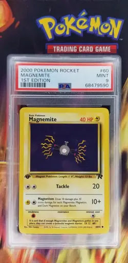 2000 Pokemon 1st Edition Team Rocket Magnemite #60/82 PSA MINT 9 - Image 1