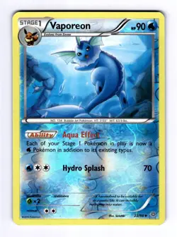 Vaporeon XY - Ancient Origins #22 (2015) Uncommon Reverse Holo NM Pokemon - Image 1
