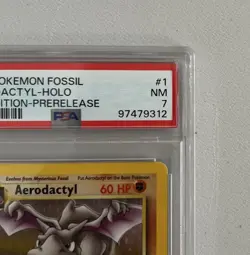 Aerodactyl 1st Edition RARE Prerelease POKEMON Card PSA 7 NM FOSSIL Holo 1/62 - Image 2