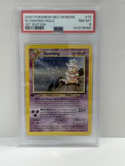 2000 POKEMON NEO GENESIS 1ST EDITION SLOWKING HOLO 14 PSA 8 - Image 1