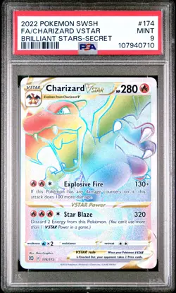 2022 POKEMON SWORD & SHIELD BRILLIANT STARS #174 FA/CHARIZARD VSTAR PSA 9 - Image 1