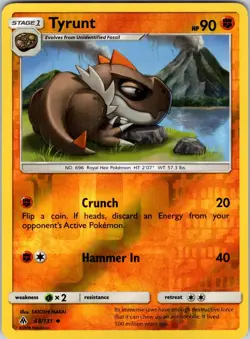 Tyrunt 68/131 SM - Forbidden Light Pokemon NM/LP Reverse Holo - Image 1