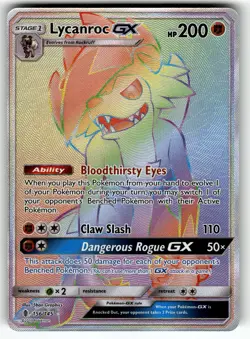 Lycanroc GX (Secret) 156/145 SM - Guardians Rising NM Pokemon Card TCG - Image 1
