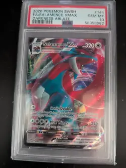 Pokemon Salamence VMAX 144/189 Swsh03: Darkness Ablaze Holo PSA 10 - Image 1