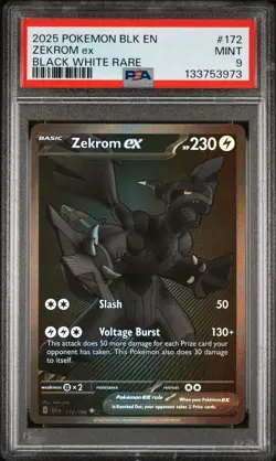 2025 POKEMON BLK EN-BLACK BOLT #172 ZEKROM ex PSA 9 - Image 1