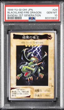 1999 YU-GI-OH! JPN BANDAI-1ST GENERATION #24 BLACKLAND FIRE DRAGON PSA 10 - Image 1