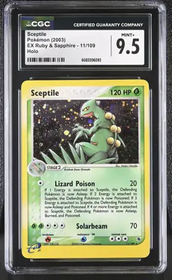 CGC 9.5 MINT+ Sceptile 2003 EX Ruby & Sapphire 11/109 Holo Pokemon Card - Image 1