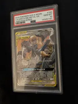 2019 POKEMON SUN & MOON UNBROKEN BONDS #120 LUCARIO & MELMETAL GX PSA 10 - Image 3