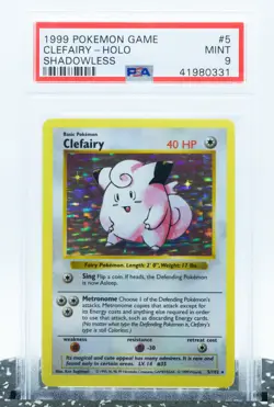 PSA 9 CLEFAIRY 5/102 Shadowless Edition Holo Rare Base Set 1999 - Pokemon Card - Image 1