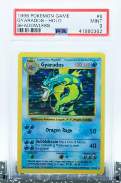 PSA 9 GYARADOS 6/102 Shadowless Edition Holo Rare Base Set 1999 - Pokemon Card - Image 1