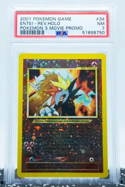 PSA 7 ENTEI #34 Reverse Holo Swirl Black Star Movie Promo 2001 - Pokemon Card - Image 1