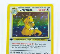 PSA 8 DRAGONITE 4/62 1st Edition Holo Rare Fossil Set WOTC - Pokemon Card 1999 - Image 2