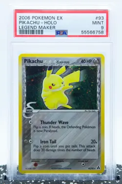 PSA 9 PIKACHU (Delta) 93/92 Secret Rare Holoswirl Ex Legend Maker - Pokemon Card - Image 1
