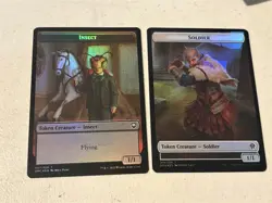 2 x mtg foil token Insect // Soldier, 007//004, Dominaria United, unplayed - Image 2