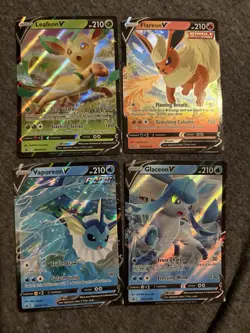 Pokemon V Card Lot - Leafeon, Flareon, Vaporeon, Glaceon, Promo, Holo, 4 Cards - Image 1