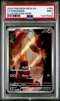 PSA 9 MINT - Charmander 168/165 Pokemon Scarlet & Violet 151 Illustration Rare - Image 1