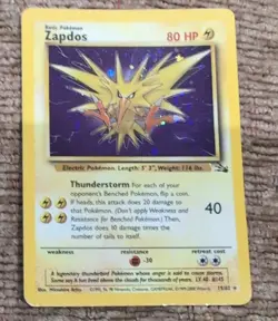 Zapdos 15/62 Holo Rare Unlimited Fossil Pokemon Card - Image 2