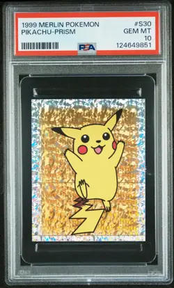 1999 MERLIN POKEMON #S30 PIKACHU-PRISM PSA 10 GEM MINT - Image 1