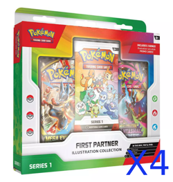 Pokemon TCG: First Partner Illustration Collection: S1 Pre-sale 3/20 Lot of 4 - Image 1
