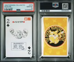 PSA 10 GEM MINT Pokemon Yellow Playing Card - Geodude 2 of Clubs (POP 2) - Image 1