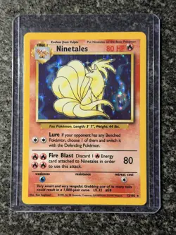 Pokemon TCG Ninetales Holo Unlimited Rare Card Base Set 12/102 - Image 1