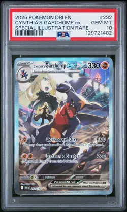 2025 POKEMON DRI EN-DESTINED RIVALS #232 CYNTHIA'S GARCHOMP ex PSA 10 - Image 1