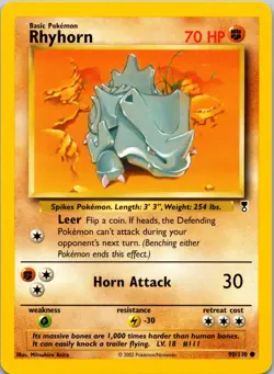 Rhyhorn 090/110 Legendary Collection Normal NM Pokemon TCG - Image 1