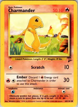 Charmander 069/130 Base Set 2 Pokemon MP Normal - Image 1