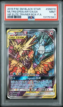 2019 POKEMON SM BLACK STAR PROMO FULL ART/MOLTRES & ZAPDOS & ARTICUNO GX PSA 9 - Image 1