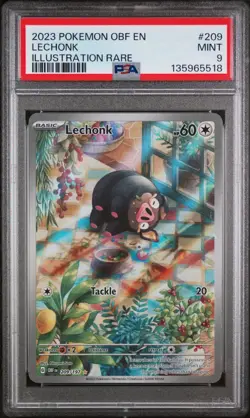 2023 POKEMON OBF EN-OBSIDIAN FLAMES ILLUSTRATION RARE #209 LECHONK PSA 9 - Image 1