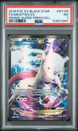 2016 POKEMON XY PROMO SUPER-PREMIUM COLLECTION #XY125 FULL ART/MEWTWO EX PSA 7 - Image 1