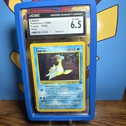 Pokemon TCG Lapras Fossil Holo Unlimited Rare Card 10/62 CGC Graded 6.5 Vintage - Image 1