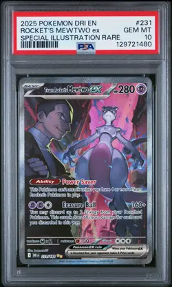 2025 POKEMON DRI EN-DESTINED RIVALS #231 ROCKET'S MEWTWO ex PSA 10 - Image 1