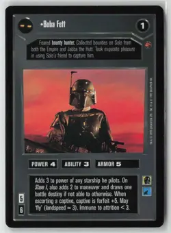 Star Wars CCG Boba Fett 1997 Decipher Trading Card Power 4 Ability 3 Armor 5 - Image 1