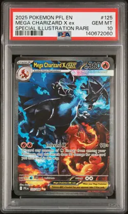 2025 POKEMON PFL EN-PHANTASMAL FLAMES #125 MEGA CHARIZARD X EX PSA 10 - Image 1