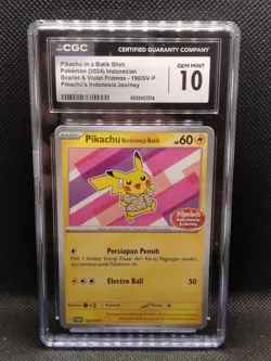 CGC 10 GEM Pikachu Batik 190/SV-P journey Indonesia PROMO Card Pokemon PINK - Image 1