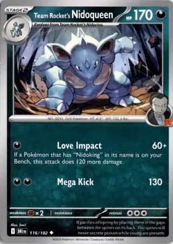 Team Rocket's Nidoqueen 116/182 SV10: Destined Rivals Pokemon Card TCG - Image 1