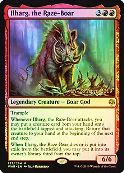 MTG - Ilharg, the Raze-Boar - Foil - Prerelease Promo, War of the Spark - Image 1