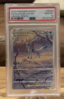 2023 Pokemon SWSH Crown Zenith Glaceon VSTAR Galarian Gallery #GG40/GG70 PSA 10 - Image 1
