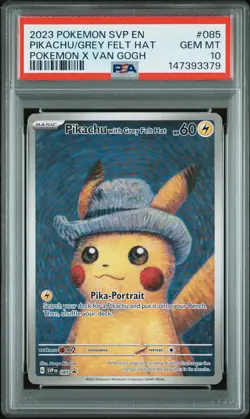 2023 POKEMON SVP EN-SV BLACK STAR PROMO #085 PIKACHU WITH GREY FELT HAT PSA 10 - Image 1