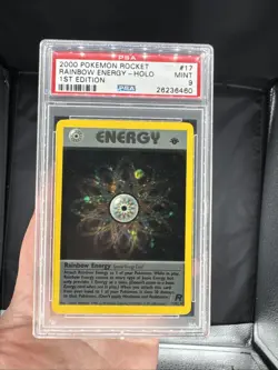 2000 Pokemon Team Rocket Rainbow Energy 17/82 Holo 1st Edition PSA 9 (Old Cert) - Image 1