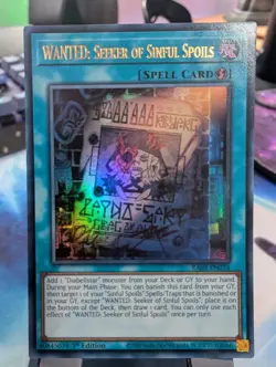 YuGiOh! WANTED: Seeker of Sinful Spoils RA03-EN074 Ultra Rare 1st Ed - Image 1