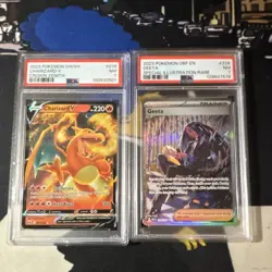 Pokemon TCG Foil Lot 2x Charizard V Geeta Crown Zenith OBF Trainer PSA 7 English - Image 1